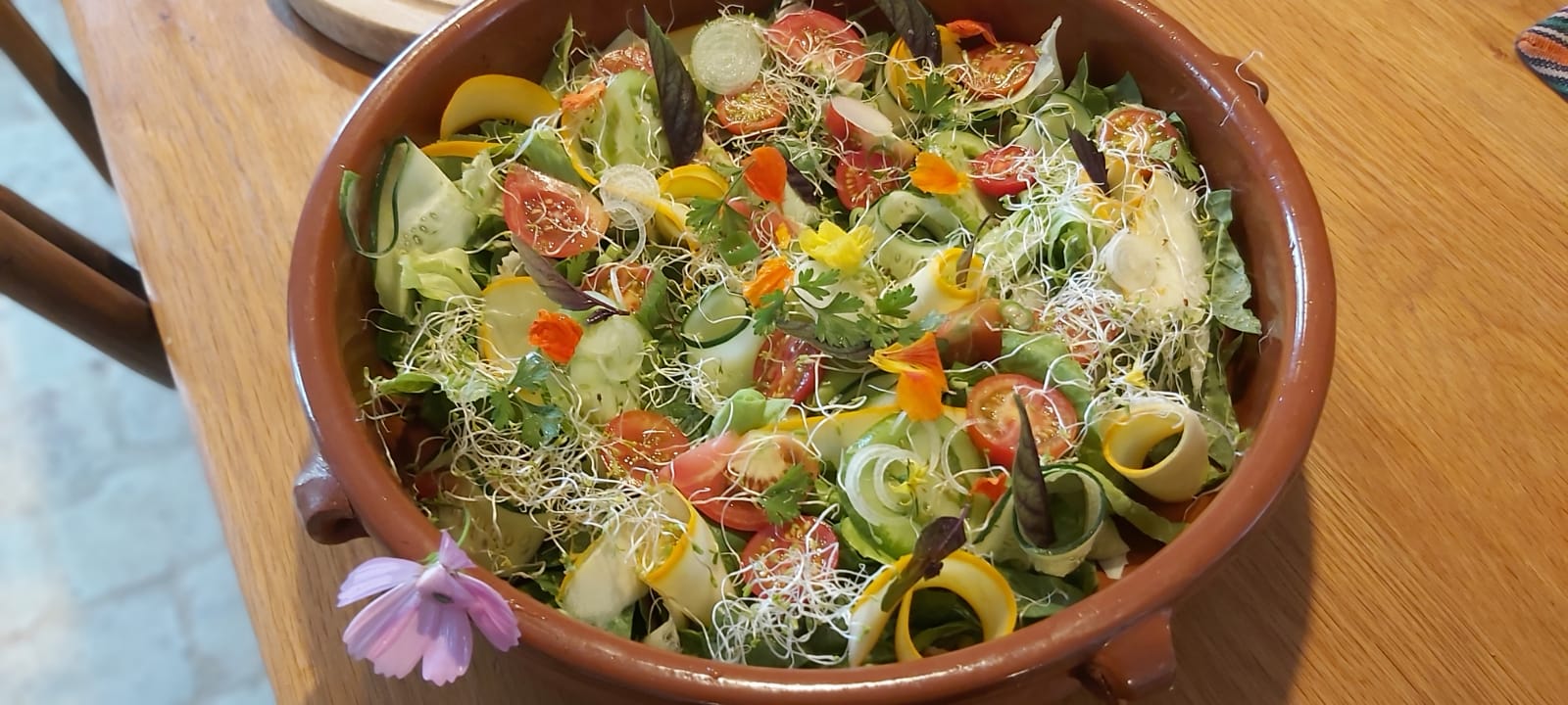 Garden salad with nasturtium